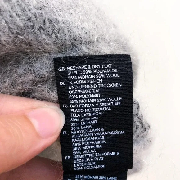 & Other Stories Mohair Wool Blend Boho Mock Neck Loose Knit Gray Sweater Small - Picture 9 of 10